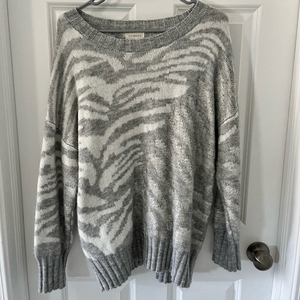 Gray and White Sweater